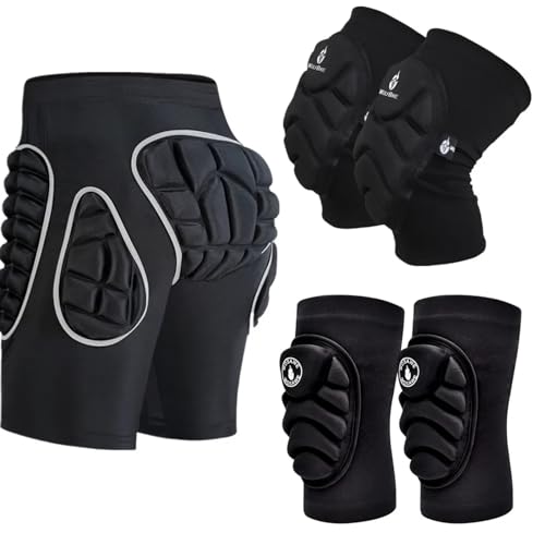 Gepolsterte Schutzhosen FüR Snowboard EVA Extreme Outdoor Sports Ski Skate Snowboard Schutz Skifahren Protektor Skating Schützende Hüfte Gepolsterte Shorts FüR Skifahren Skateboardfahren(5PCS Set,S) von WJLYDM