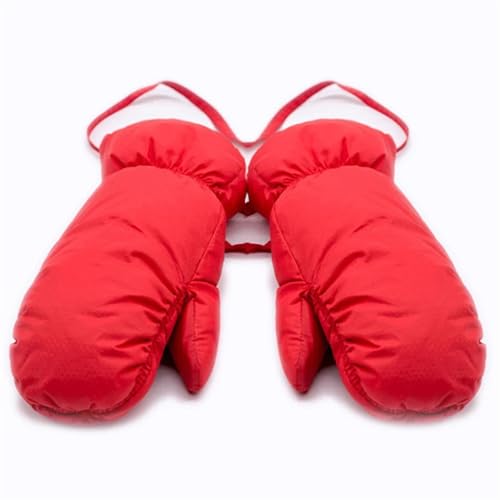 Skihandschuh Thermo-Snowboard-Ski-Handschuhe for Herren und Damen, Winter, warm, for Schnee, Skifahren, Schneemobil-Fäustlinge, langes Seil for Aufhängen(Red,M) von WJLYDM