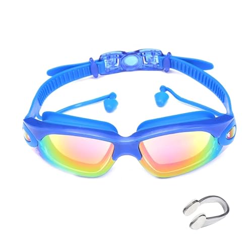 WJLYDM Schwimmbrille Professionelle Schwimmbrille, Schwimmbrille mit Ohrstöpsel, Nasenklammer, galvanisiertes wasserdichtes Silikon Zum Schwimmen Verwendet(Blue 79-a) von WJLYDM