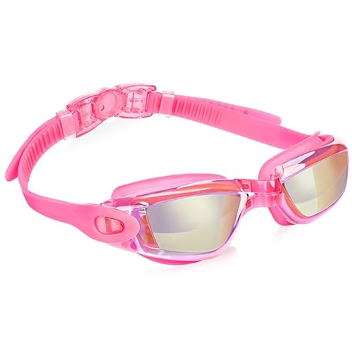 WJLYDM Schwimmbrille Professionelle Schwimmbrille, Schwimmbrille mit Ohrstöpsel, Nasenklammer, galvanisiertes wasserdichtes Silikon Zum Schwimmen Verwendet(C5 Dazzling pink) von WJLYDM