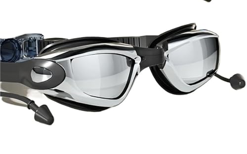 WJLYDM Schwimmbrillen Schwimmbrille Herren Damen Schwimmbrille Einteilige Ohrstöpsel Galvanik Junge Mädchen Schwimmokulare Zubehör(GRAY) von WJLYDM