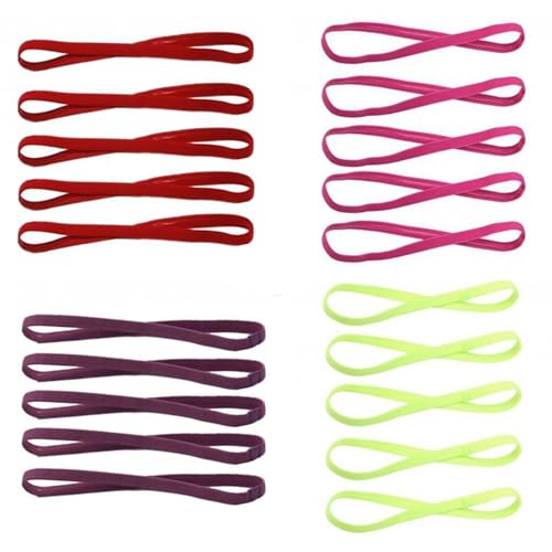 WJLYDM Sport Stirnband 5Pcs Einfache Unisex Sport Haarband Nicht-Slip Silikon Streifen Schweiß Guide Elastische Stirnbänder Yoga Laufen Fitness Haar Zubehör(Picture color-20 pcs-07) von WJLYDM