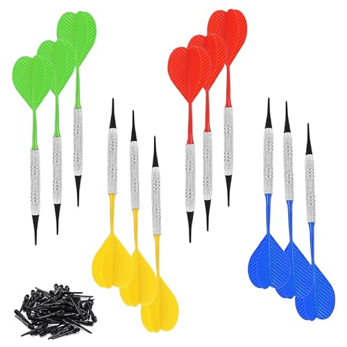 WJUAN Dartspitzen Kunststoff 12 Stück, Darts Flights 4 Farben, Eisen + Kunststoff Darts Stabil, mit 36 Ersatzspitzen, Nicht Leicht Biegen, für Anfänger, Dartbegeisterte Verbessern WJUAN Dartspitzen Kunststoff 12 Stück, Darts Flights 4 Farben, Eisen + Kunststoff Darts Stabil, mit 36 Ersatzspitzen, Nicht Leicht Biegen, für Anfänger, Dartbegeisterte Verbessern von WJUAN