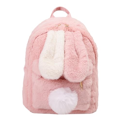 WJUHYGTF Süßer Plüsch-Rucksack Mit Hasenohren, Für Teenager Mädchen Flauschig Flauschig Kawaii Umhängetasche Handtasche Schulranzen Schulranzen,Rosa von WJUHYGTF