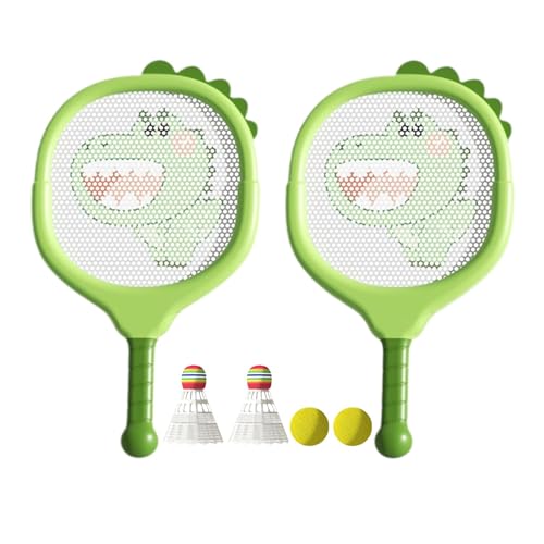 WJnflQN Kinder-Badmintonschläger-Set, Kinder-Badmintonschläger,Sporttrainingsspielzeug - Dinosaurier-Themen-Tennisschläger für Kleinkinder, Kinder-Tennisschläger-Set, Indoor-Sportspiel für und Mädchen von WJnflQN