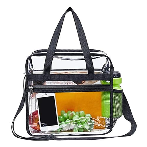 WJnflQN Transparente Kulturtasche,Transparente Umhängetasche,Transparente PVC-Schultertasche zur Aufbewahrung - Modische Tasche mit robustem Griff für Shopping, Schule, Strand und Arbeit von WJnflQN