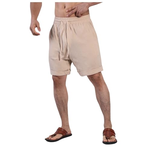 WKAYsIV Baggy Hosen Herren Hosen modern Sporthose Cargo Herren schweißabsorbierend, atmungsaktiv, große Tasche, Laufsport, Freizeithose Latex Shorts Herren Transparent(Beige,S) von WKAYsIV