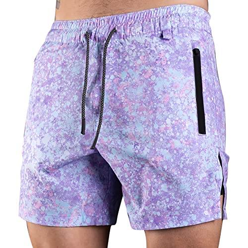 WKAYsIV Herren Baggy Hosen Herren Hose Schwarz Kurz Herren Herren Sommer Shorts Shorts Retro Sport Herren Shorts Schwarze Sicherheitshose(Lila,XL) von WKAYsIV