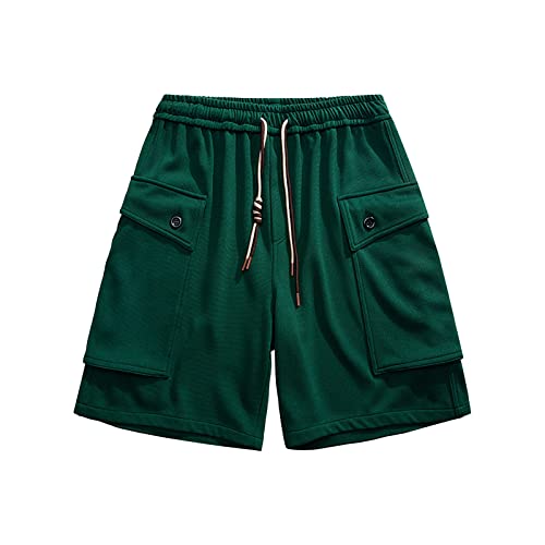 WKAYsIV Herren Herren Hose Sporthose Jogginghose Herren Mit Taschen modische, schmale Fünf-Hosen-Strandshorts, Herren-Freizeithosen Hosen Herren Modern(Grün,XL) von WKAYsIV