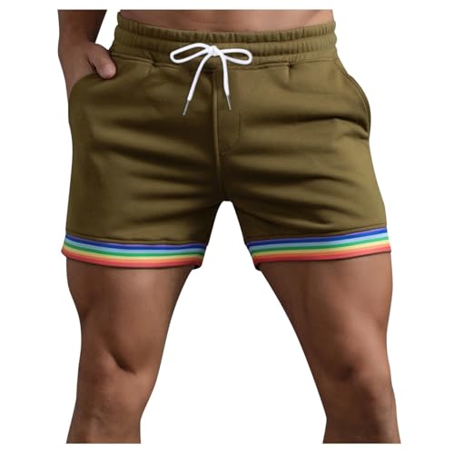 WKAYsIV Herren Shorts Kampfsport mit Tasche und Kordelzug, lockere Freizeithose für Sport, Laufen, gerade Shorts, Strandhose Hose Herren Unten(Minzgrün 3XL) von WKAYsIV