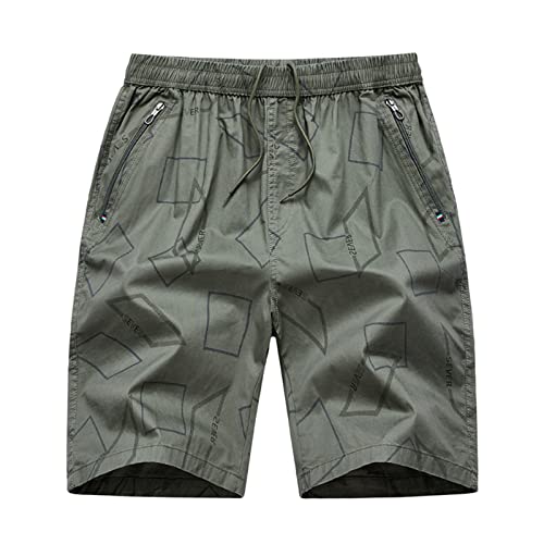 WKAYsIV Herren Sommer leicht Leinen Shorts Im Freien Casual Lose Plus Größe Patchwork Overalls Shorts Hosen Lange Sporthose Damen(Grün,L) von WKAYsIV