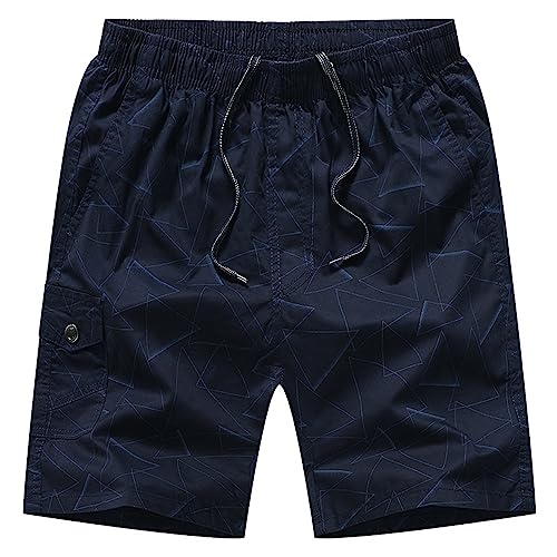 WKAYsIV Herren Sportshorts Kurz Mit Taschen lockere Sport-Plus-Size-Herren-Fünf-Punkt-Strandhose Blitzangebote(BU1 3XL) von WKAYsIV