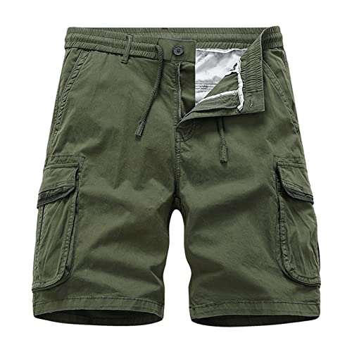 WKAYsIV Herren Trekkinghose große größen Sporthose Schwarz Herren Kurz einfarbig, mit Taschen, Freizeit-Shorts Shorts Seide Herren(Grün,4XL) von WKAYsIV