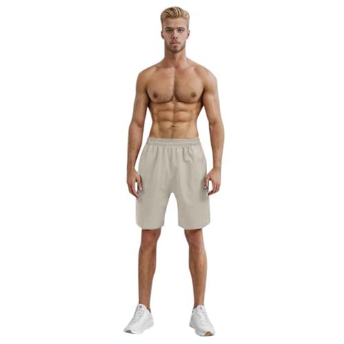 WKAYsIV Hose Boxen Taschen Farbe Lose Casual Hosen Solide Shorts Gerade Gestickte Sommer Männer Kordelzug männer Casual Shorts Cargohose Herren (Beige XXL) von WKAYsIV