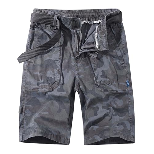 WKAYsIV Jogging Hose Herren Shorts mit Taschen, Übergröße Herren Shorts Kampfsport(Grey 30) von WKAYsIV