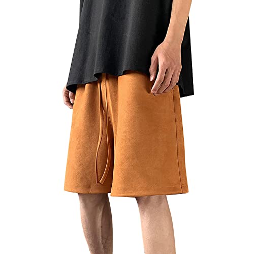 WKAYsIV Leggins Herren leichte Leichte Sporthose Herren Kurz lockere Passform, lässige Shorts zum Laufen, Training, Training, Basketball Mode Shorts Herren(Orange,3XL) von WKAYsIV