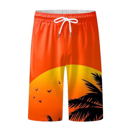 WKAYsIV Trainingshose Kurz Blau digitalem D-Druck, elastische Taille, Strandhose Hosen Kurz Fitness Herren(Rot XXL) von WKAYsIV