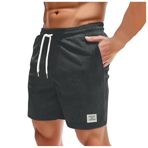 WKAYsIV breit Herren Hose weiß Jogginghose Jogginghose Herren Ohne Shorts Elastische Taille Arbeitshose Strandhose Trainingshose Mit Innenhose(Dunkelgrau,M) von WKAYsIV