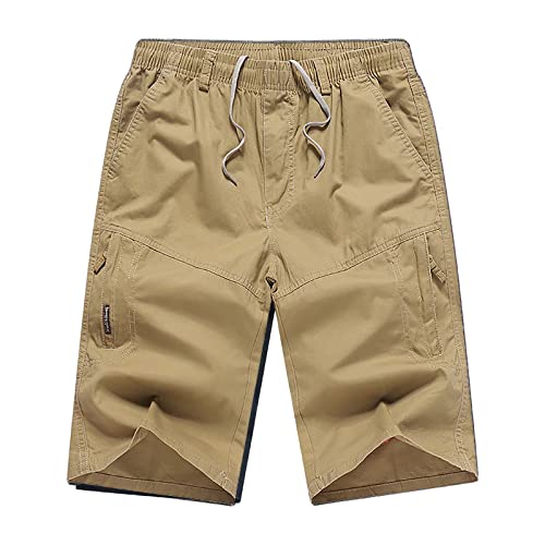 WKAYsIV lang Baggy Hose Herren wasserdichte Shorts Eng Herren Dünne Cargohose Große Strand Freizeithose Herren Lose Hosen Herrenbekleidung All (Khaki,5XL) von WKAYsIV