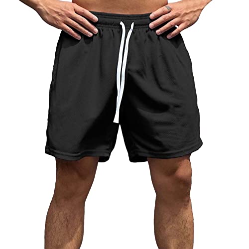 WKAYsIV lang Herren Hose Stretch Herren Sporthosen Herren Shorts gestreift, modisch, schlanke Fünf-Punkt-Shorts, Strandshorts Herren Kurze Hose Oliv(Schwarz,XL) von WKAYsIV