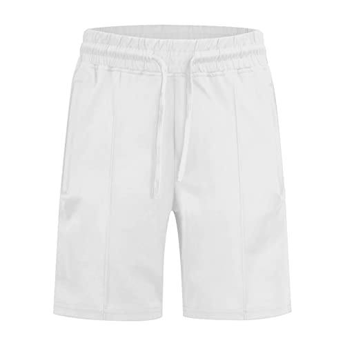 WKAYsIV lang Herren Hosen Herren Stretch Shorts Seide Herren einfarbig, modische, schmale Fünf-Hosen-Strandshorts Schlafhosen Männer Kurz(Weiß,L) von WKAYsIV