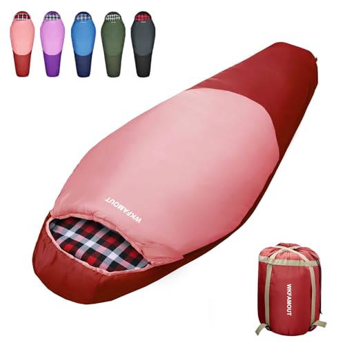 WKFAMOUT Mumienschlafsack Outdoor Schlafsack Flanell 3-4 Jahreszeiten Tragbar Winter Sommer Maschinenwaschbarer Schlafsäcke für Erwachsene Kinder Camping Reisen 220x90CM Rot WKFAMOUT Mumienschlafsack Outdoor Schlafsack Flanell 3-4 Jahreszeiten Tragbar Winter Sommer Maschinenwaschbarer Schlafsäcke für Erwachsene Kinder Camping Reisen 220x90CM Rot von WKFAMOUT