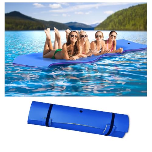 WKXTECZT Wasserhängematte, Wasserliege, Schwimmmatte Schwimmfloß, Schwimmender Teppich, Schwimmende Wasser Bett Schwimminsel,Blau,2.7mx1.4mx3.3cm von WKXTECZT