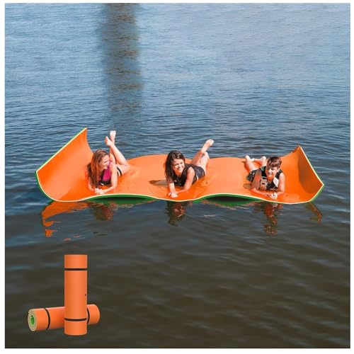 WKXTECZT Wasserhängematte, Wasserliege, Schwimmmatte Schwimmfloß, Schwimmender Teppich, Schwimmende Wasser Bett Schwimminsel,Orange,170X55X3.3cm von WKXTECZT