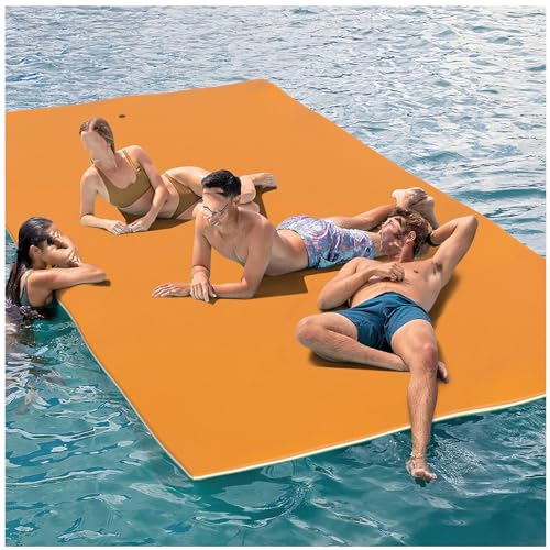 WKXTECZT Wasserschwimmmatte Für Den See Schwimmendes Schaumstoff-Wasserpad, 3-Lagiger Reißfester XPE-Schaumstoff-Poolschwimmer Für Partys,Orange,180X130X3.3cm von WKXTECZT