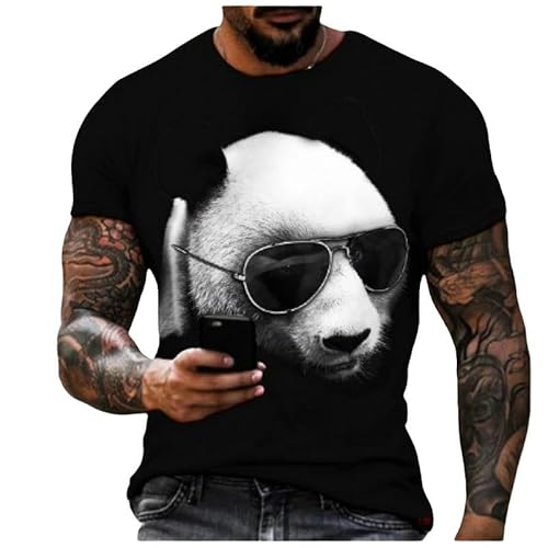 3D-Tier Kurzarm Herren-T-Shirt 3D Sonnenbrille Panda T-Shirt Herren Lustige Freizeitmodelle Mode Für Männer-TT368-2xl von WLDMI