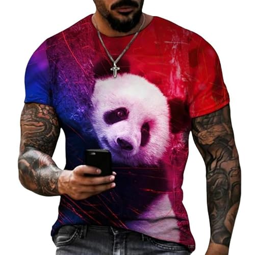 3D-Tier Kurzarm Herren-T-Shirt 3D Sonnenbrille Panda T-Shirt Herren Lustige Freizeitmodelle Mode Für Männer-TT369-K150 von WLDMI