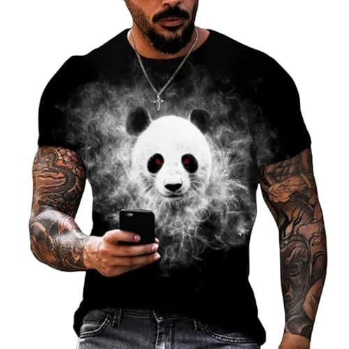 3D-Tier Kurzarm Herren-T-Shirt 3D Sonnenbrille Panda T-Shirt Herren Lustige Freizeitmodelle Mode Für Männer-TT375-K110 von WLDMI