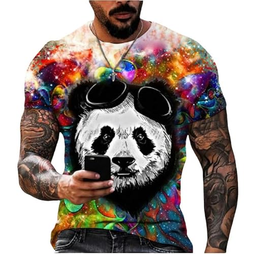 3D-Tier Kurzarm Herren-T-Shirt 3D Sonnenbrille Panda T-Shirt Herren Lustige Freizeitmodelle Mode Für Männer-TT39474LJ-K130 von WLDMI