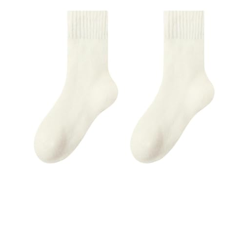 Chaussette Hiver Damen Winter Plüsch Socken Dicke Warme Damen Mittelschwere Socken Plüsch Hausboden Schlafsocken-Weiß*2-Eine Größe von WLDMI