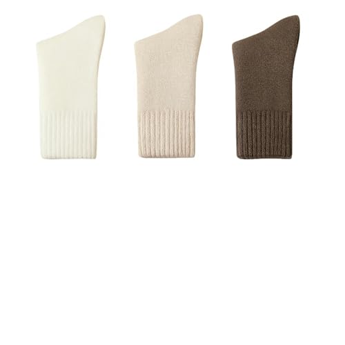 Chaussette Hiver Herbst- Und Winter Der Frauen, Die Dicke Plüsch -Terry -Socken Warme Schlafende Damen Lange Socken-Weiß+Khaki+Braun-One Size35-40 von WLDMI