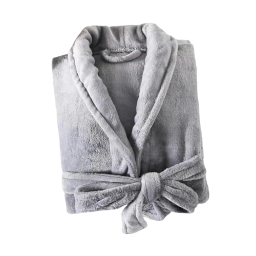 Damen-Bademantel Weiche Flauschige Bademantel Bequem Unisex Winter Bademantel Schnüre-Up-Design Dick Und Warm-Grau-2Xl（70Kg-80Kg） von WLDMI