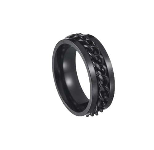 Verstellbarer Ring Cool Chain Titanium Steel Couple Rotating Decompression Punk Ring, Men and Women Ring-Black-14 von WLDMI