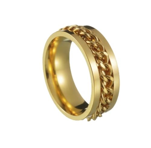 Verstellbarer Ring Cool Chain Titanium Steel Couple Rotating Decompression Punk Ring, Men and Women Ring-Gold-13 von WLDMI