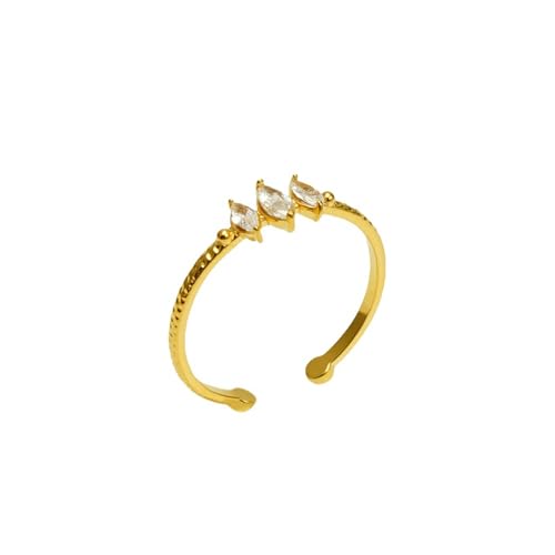 Verstellbarer Ring Geometrischer Ring Aus Goldenem Edelstahl Mit Eingelegtem Zirkon, Modischer, Offener, Verstellbarer Ring Aus Titanstahl – Weiß – Einheitsgröße von WLDMI