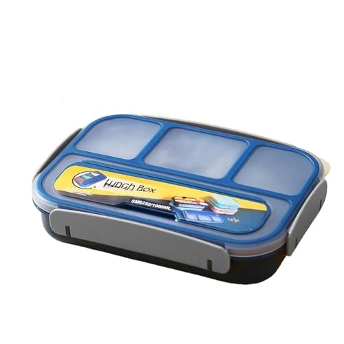 WLDMI Bento Box Bento Box Erwachsener Brotdbox Behälter Für Kinder Erwachsene 1300 Ml 4 Fächer Mikrowellen -Geschirrspüler Sicher-Blau-1300 Ml von WLDMI