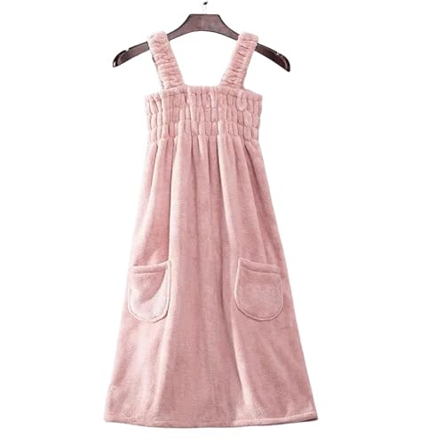 WLDMI Damen-Bademantel Tragbare Badetuchkleid Frauen Schnell Trockener Strandpyjama Nachtwäsche Bademantel Badrock Rock-Rosa von WLDMI