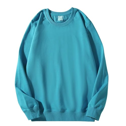 WLDMI Kapuzenpullover Cotton Round Neck Sweatshirt Herren -Schulter Terry Loose Herren Und Frauenoberteile-280G-Blue2-4Xl von WLDMI