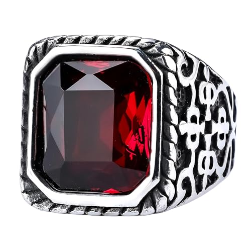 WLDMI Verstellbarer Ring Personalized Rings Vintage Rings Gemstone Rings Polished Stainless Steel Rings-Red-12 von WLDMI