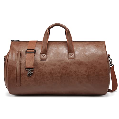 WLDOCA 2 in 1 Anzug Reisetasche für Männer/Frauen 55L Falt-Fitness-Reise-Tragetasche mit unabhängigen Schuhtaschen für Geburtstags, Brown pu von WLDOCA