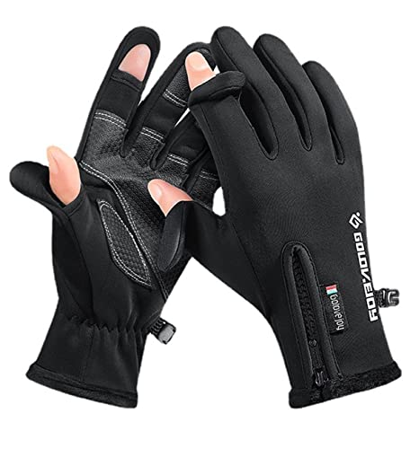 Winter Fingerlose Angelhandschuhe für Männer, Wasserabweisend & Anti-Rutsch Kaltes Wetter Touchscreen Warme Fahrradhandschuhe für Motorrad Arbeit Fahren Jagen Ski Laufen Wandern Fotografie,Schwarz,L Winter Fingerlose Angelhandschuhe für Männer, Wasserabweisend & Anti-Rutsch Kaltes Wetter Touchscreen Warme Fahrradhandschuhe für Motorrad Arbeit Fahren Jagen Ski Laufen Wandern Fotografie,Schwarz,L von WLDOCA