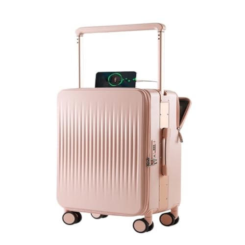 WLFKL Koffer Breiter Trolley-Koffer Mit Seitlicher Öffnung 20 Zoll for Männer Und Frauen, Gepäckcode-Koffer Mit Vorderer Öffnung Hartschalenkoffer(Pink,25in) von WLFKL