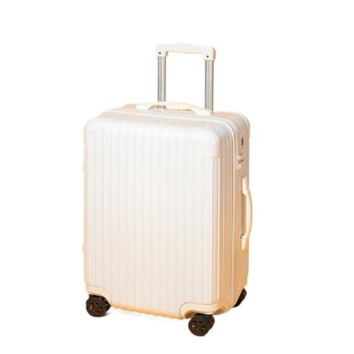 WLFKL Koffer Flacher Passwort-Koffer, 20-Zoll-Boarding-Koffer, Universal-Rollen-Trolley-Koffer, Bonbonfarbener Koffer Hartschalenkoffer(White,24in) von WLFKL