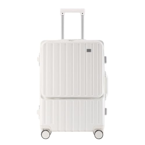 WLFKL Koffer Frontöffnungsbox, Rahmen Aus Aluminiumlegierung, Herrenkoffer, Hohes Gepäck, Codebox, Universal-Rad-Trolley Hartschalenkoffer(White,24in) von WLFKL