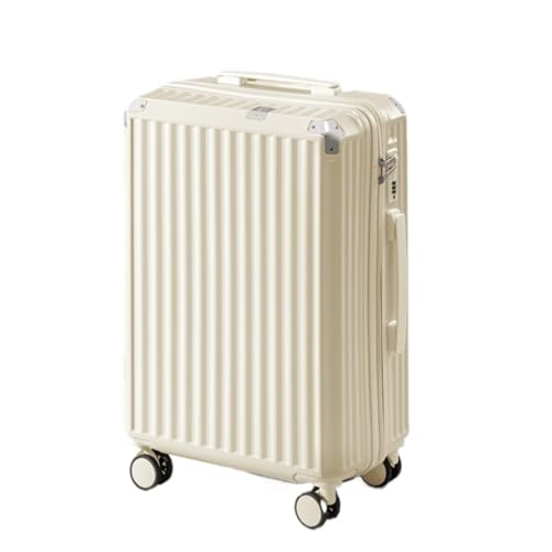 WLFKL Koffer Gepäckkoffer for Männer und Frauen, 20 Zoll, Neuer Reißverschluss, geräuschlos, Universal-Rollenwagen, Gepäckcode-Box Hartschalenkoffer(White,20IN) von WLFKL