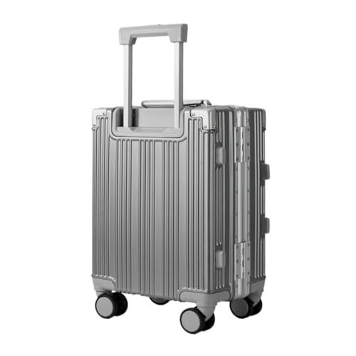 WLFKL Koffer Neuer 18-Zoll-Aluminiumrahmen-Hartschalen-Boarding-Koffer for Herren und Damen, modischer Freizeit-Trolley Hartschalenkoffer(Gray) von WLFKL